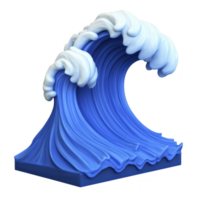 A stylized blue wave sculpture with white foam, showcasing dynamic movement and artistic design. wave curves and textures create sense of fluidity and energy, capturing essence of ocean waves png
