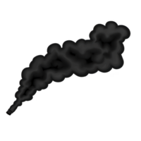 A large, dark plume of smoke rises against transparent background, suggesting pollution or fire. smoke appears dense and billowy, indicating significant source png