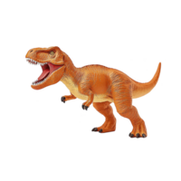 A realistic orange Tyrannosaurus rex toy with open mouth and detailed texture, showcasing its fierce expression and powerful stance. Perfect for dinosaur enthusiasts and educational purposes png