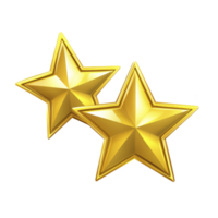 A Two shiny golden stars with three dimensional appearance, symbolizing excellence or achievement. stars are positioned closely together, creating sense of unity and celebration png