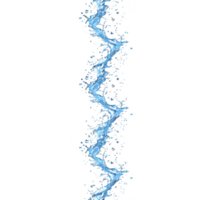 A dynamic vertical stream of blue water splashes against transparency background, creating zigzag pattern with droplets scattered around. motion and energy are vividly captured png