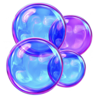 A Colorful iridescent bubbles with glossy surface and vibrant hues of blue and purple create whimsical and playful atmosphere. bubbles appear to be floating, reflecting light in mesmerizing way png