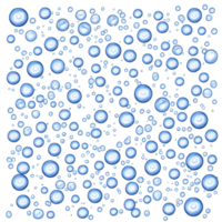 A pattern of numerous blue bubbles of varying sizes is scattered across transparency background, creating dynamic and lively visual effect. bubbles appear to be floating, giving sense of movement png