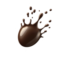 A splash of glossy chocolate forms dynamic, artistic shape against transparent background, capturing fluid motion and rich texture of liquid png