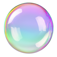A vibrant, iridescent soap bubble with rainbow of colors reflecting on its surface, creating mesmerizing and delicate appearance against transparent background png