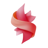A vibrant, abstract 3D ribbon sculpture with pink and orange hues, twisting elegantly against transparency background. smooth texture and dynamic form create sense of movement and fluidity png