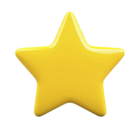 A shiny yellow star with smooth surface and three dimensional appearance, isolated transparency background. star bright color and glossy finish make it stand out, evoking sense of achievement or png
