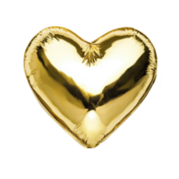 A shiny gold heart shaped balloon isolated on transparency background, reflecting light and creating festive atmosphere. Perfect for celebrations, parties, or romantic occasions png