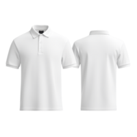 A White polo shirt with short sleeves, front and back view, isolated on transparency background. shirt features classic collar and button placket, ideal for casual or semi formal wear png