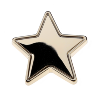 A shiny gold star with reflective surface and smooth edges, symbolizing achievement or excellence. star metallic finish gives it luxurious and elegant appearance png
