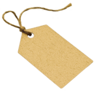 A blank brown paper tag with string attached, isolated on transparency background, perfect for labeling or gift wrapping png