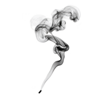 A swirling pattern of black smoke rises gracefully against transparency background, creating abstract and ethereal visual effect. delicate curves and wisps of smoke form intricate shapes png