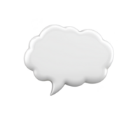 A white, glossy speech bubble with cloud like shape on transparent background, ideal for adding text or messages in digital designs png