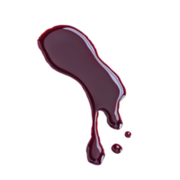 A splash of red liquid with glossy texture, resembling wine spill, isolated on transparency background. liquid appears to be in motion, creating dynamic and fluid shape png