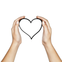 A Two hands gently form heart shape, symbolizing love and connection. image conveys sense of warmth and unity, with focus on expressive gesture of hands png