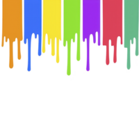 A Colorful paint drips in rainbow hues create vibrant and artistic display. vivid colors cascade down, blending creativity and expression in striking visual png