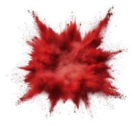 A vibrant explosion of red powder creates dynamic and energetic burst against transparency background, showcasing vivid color and texture of particles png