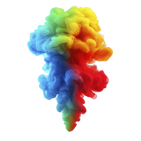 A vibrant cloud of colorful smoke swirls in shades of red, blue, yellow, and green, creating dynamic and artistic visual effect png