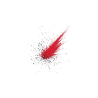 A dynamic red paint splash with scattered droplets on transparency background creates striking visual effect. vibrant color and motion suggest energy and creativity png