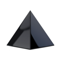 sleek black pyramid with glossy surface reflecting light, creating modern and mysterious appearance. geometric shape stands out against plain background png