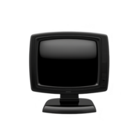 vintage CRT television with curved screen and black casing, evoking nostalgia. retro design highlights bulky frame and classic style, reminiscent of older technology png