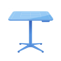 sleek, modern blue table with rectangular glass top and sturdy metal base, perfect for contemporary interiors. table features minimalist design with clean lines png