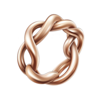 A twisted rose gold ring with smooth, intertwined design, symbolizing elegance and unity. polished surface reflects light beautifully, making it perfect accessory for any occasion png