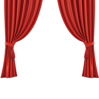 A Red theater curtains open to reveal stage, symbolizing performance and drama. rich fabric and elegant draping create sense of anticipation and excitement for audience png