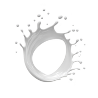 A dynamic splash of white liquid forms circular shape against transparency background, creating sense of motion and fluidity. droplets are suspended in mid air, adding to energetic feel of image png