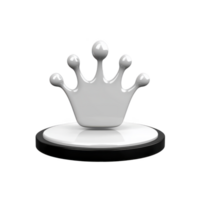 A shiny silver crown shaped trophy with smooth, reflective surface sits on round black base, symbolizing achievement and excellence png