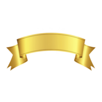 A shiny golden ribbon banner with smooth, elegant design, perfect for adding touch of luxury to any project or celebration. ribbon features classic curved shape with pointed ends, ideal for png