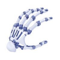 A futuristic robotic hand with blue and white components, showcasing advanced technology and intricate design, symbolizing innovation in artificial intelligence and robotics png