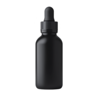A sleek black dropper bottle with matte finish, ideal for cosmetics or essential oils, stands against transparency background, highlighting its minimalist design png