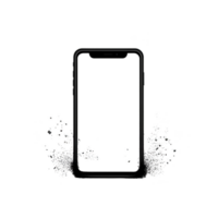 A smartphone with blank screen is surrounded by dynamic splash effect, creating sense of motion and energy. minimalist design highlights phone sleek frame png
