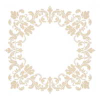 An Ornate floral frame with intricate leaf patterns in symmetrical design, perfect for elegant invitations or decorative borders. vintage style adds classic touch to any project png