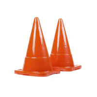 A Two bright orange traffic cones stand side by side against plain background, symbolizing safety and caution. Their vibrant color and sturdy design make them ideal for roadwork and construction png