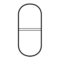 This features simple black outline of capsule shape, divided horizontally middle. design is minimalistic and can be used to represent concepts related to medicine, pills, or capsules png