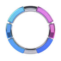 circular gradient ring with alternating blue and pink segments, creating modern and dynamic design. metallic finish adds sleek and futuristic touch, perfect for digital interfaces png