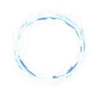 glowing blue energy ring with electric sparks radiates against transparency background, creating dynamic and futuristic effect. circular design is vibrant and captivating png