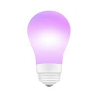 glowing purple light bulb emits soft, ambient light, creating calming atmosphere. bulb modern design and energy efficient technology make it ideal for smart home setups png