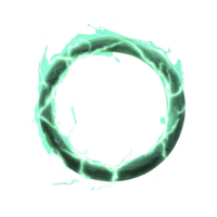 glowing green energy ring crackles with electricity, creating sense of power and mystique. circular shape is dynamic and vibrant, evoking sense of motion and energy png
