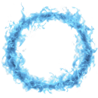 vibrant blue flame forms circular ring, creating dynamic and energetic visual. fiery loop appears to be floating, with intricate details in flames adding sense of movement and intensity png