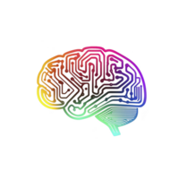 colorful, abstract representation of brain with circuit like patterns symbolizes fusion of technology and human intelligence. vibrant gradient adds futuristic and innovative feel png