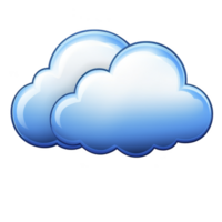 Two glossy blue clouds with shiny, cartoon like appearance are depicted against transparent background, conveying sense of calm and simplicity png