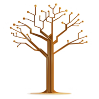 stylized tree with circuit like branches symbolizes fusion of nature and technology, representing growth and innovation. design is sleek and modern, with metallic finish png