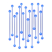 digital illustration featuring vertical lines with glowing blue dots, resembling futuristic circuit or network. design conveys sense of technology and connectivity png