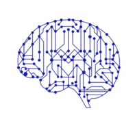 digital illustration of brain with interconnected circuits symbolizes artificial intelligence and technology. design features blue lines and nodes, representing neural networks and innovation png