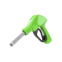 green fuel nozzle isolated on transparency background, symbolizing eco friendly energy and sustainable fuel options. nozzle vibrant color suggests focus on renewable resources png