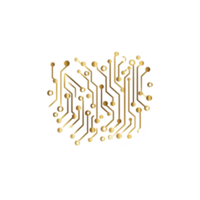 complex gold circuit pattern on transparency background, showcasing intricate electronic pathways and connections, symbolizing technology and innovation. design is both modern and artistic png