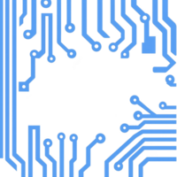 blue circuit board pattern with intricate lines and connections on transparency background, representing technology and electronics. design is abstract and modern, evoking sense of innovation png